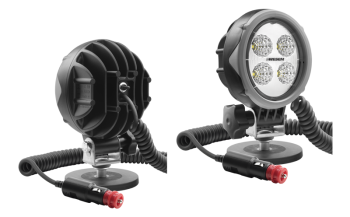 LED work lamp with magnetic holder, spiral cable and switch