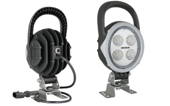LED work lamp with omega bracket, cable, AMP SuperSeal connector and switch