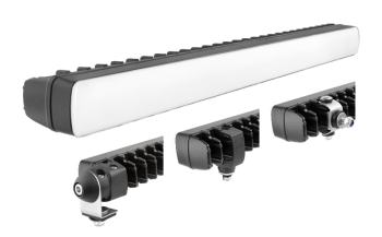 LED work lamp with position light and holders: rear, bottom, side