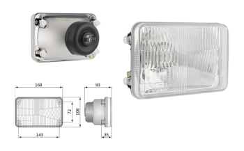 Headlamp insert, H4 type, hole pattern 143x72 (lights: passing, driving, position)