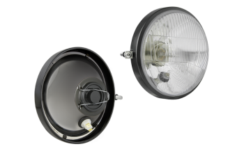 Headlamp insert, R2 type, with metal frame - left (lights: passing, driving, position)