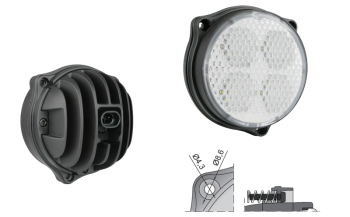 LED work lamp with built-in AMP SuperSeal connector (3 bolt version)