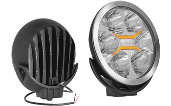 LED driving lamp with chromed frame and dual color position light (reference mark 50)