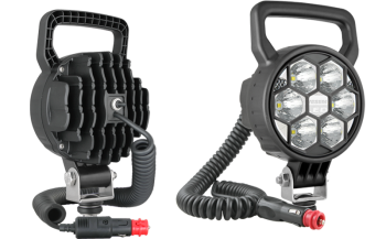 LED work lamp with spiral cable and switch
