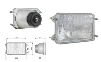 Headlamp insert, H4 type, hole pattern 180x65 (lights: passing, driving)