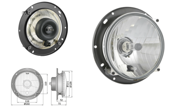 Headlamp Ø139, H4/R2 type, hole pattern 110x110 (lights: passing, driving, position)