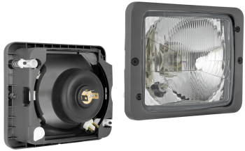 Headlamp, R2 type, with frame (lights: passing, driving, position)
