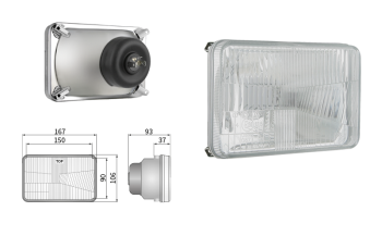 Headlamp insert, H4 type, hole pattern 150x90 (lights: passing, driving)