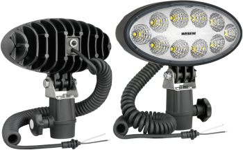 LED work lamp with CAR3 holder, spiral cable and switch