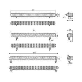CDP1-FF 5° work lamps LED with position light