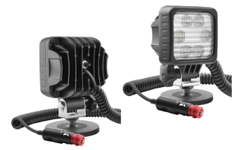 LED work lamp with magnetic holder, spiral cable and switch