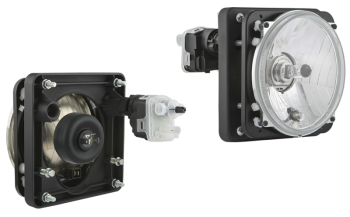 Headlamp Ø150, H4/R2 type with electric levelling motor (lights: passing, driving, position)