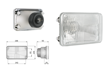 Headlamp insert, H4 type, hole pattern 142x65 (lights: passing, driving) Headlamp insert, H4 type, hole pattern 142x65 (lights: passing, driving)