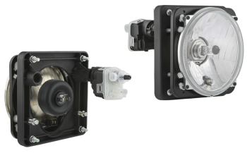 Headlamp Ø150, H4/R2 type with electric levelling motor (lights: passing, driving, parking)