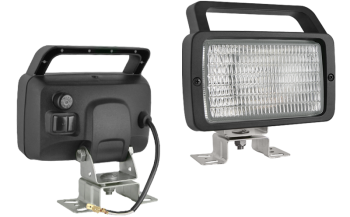 Halogen work lamp with omega bracket and switch