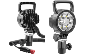 LED work lamp with CAR3 holder, spiral cable and switch