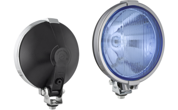 Halogen driving light with chrome-plated frame and position light - blue