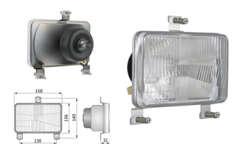 Headlamp insert, H4 type, hole pattern 130x140 (lights: passing, driving, position) Headlamp insert, H4 type, hole pattern 130x140 (lights: passing, driving, position)