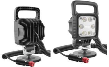 LED work lamp with magnetic holder and spiral cable