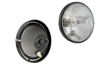 Headlamp insert, H4 type, with metal frame - right (lights: passing, driving, position)