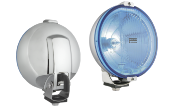 Halogen driving light in chromed housing - blue