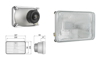 Headlamp insert, H4 type, hole pattern 150x90 (lights: passing, driving, position)
