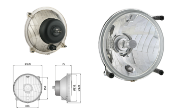 Headlamp insert Ø139, H4/R2 type, hole pattern 106x106 (lights: passing, driving, position)