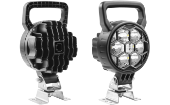 LED work lamp with omega bracket and built-in Deutsch DT04-2P connector