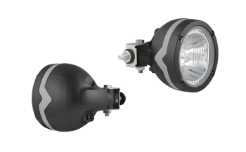 Halogen work lamp with side mount and built-in AMP Faston connector