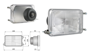 Headlamp insert, H4 type, hole pattern 185x70 (lights: passing, driving)
