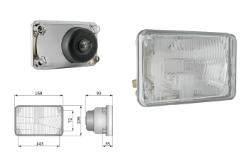 Headlamp insert, H4 type, hole pattern 143x72 (lights: passing, driving, position)