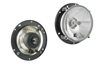 Headlamp Ø150, H4/R2 type, hole pattern 114x114 (lights: passing, driving, position)