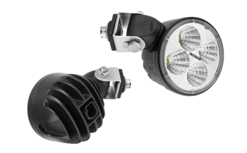LED work lamp with built-in Deutsch DT04-2P connector and swivel mount
