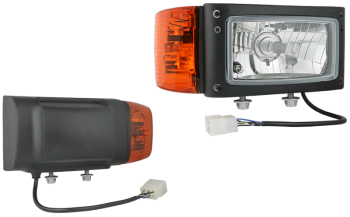 Headlamp, H4 type, with cable and AMP connector - right
