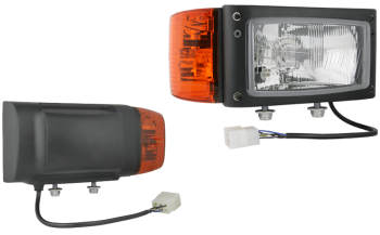 Headlamp, H4 type, with cable and AMP connector - right