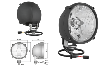 Headlamp Ø139, H4/R2 type in plastic housing (lights: passing, driving, position)