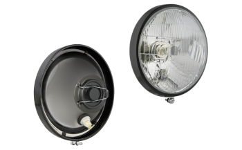 Headlamp insert, H4 type, with metal frame - installed vertically (lights: passing, driving, position)