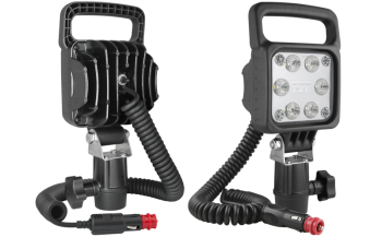 LED work lamp with CAR3 holder, spiral cable and switch