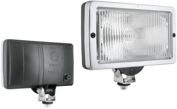 Halogen fog light with chrome-plated frame