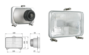 Headlamp insert, H4 type, hole pattern 130x120 (lights: passing, driving) Headlamp insert, H4 type, hole pattern 130x120 (lights: passing, driving)