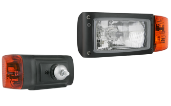 Headlamp, H4 type, with rear mounting and built-in DT04-6P connector - left