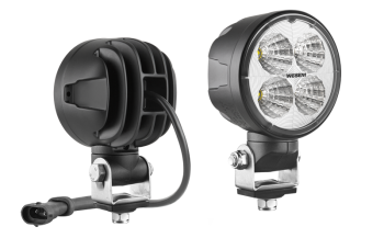 LED work lamp with cable, H9-H11 connector and swivel mount