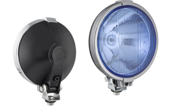Halogen driving light with chrome-plated frame - blue