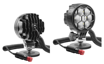 LED work lamp with magnetic holder, spiral cable and switch