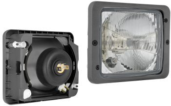 Headlamp, H4 type, with frame (lights: passing, driving, position)