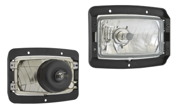Headlamp, H4 type with mounting plate (lights: passing, driving)