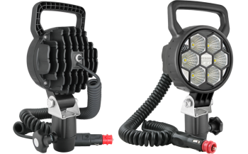 LED work lamp with CAR3 holder, spiral cable and switch