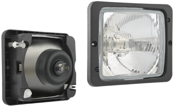 Headlamp, H4 type, with frame (lights: passing, driving) Headlamp, H4 type, with frame (lights: passing, driving)