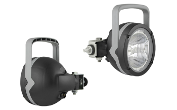 Halogen work lamp with side mount and built-in AMP Faston connector