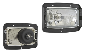 Headlamp, H4 type with mounting plate (lights: passing, driving, position)